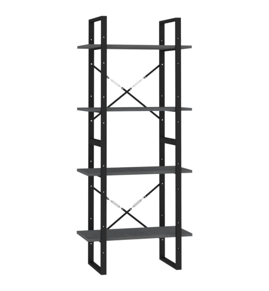 Bibliothèque à 4 niveaux Gris 60x30x140 cm Bois de pin massif