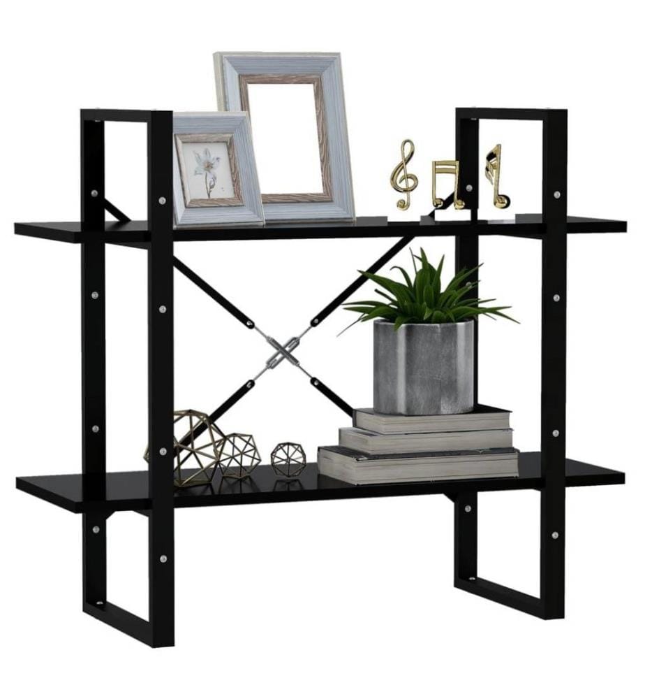 Bücherregal 2 Fächer Schwarz 80x30x70 cm Holzwerkstoff