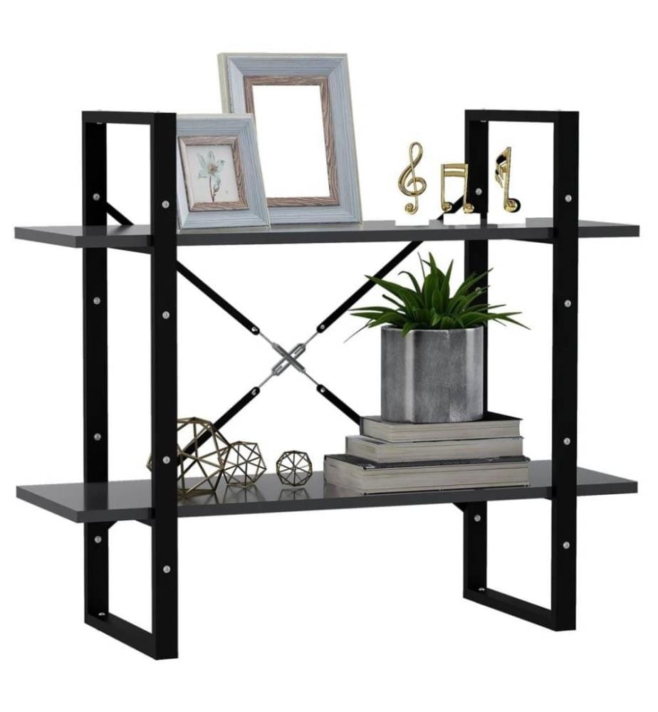Bücherregal 2 Fächer Grau 80x30x70 cm Holzwerkstoff