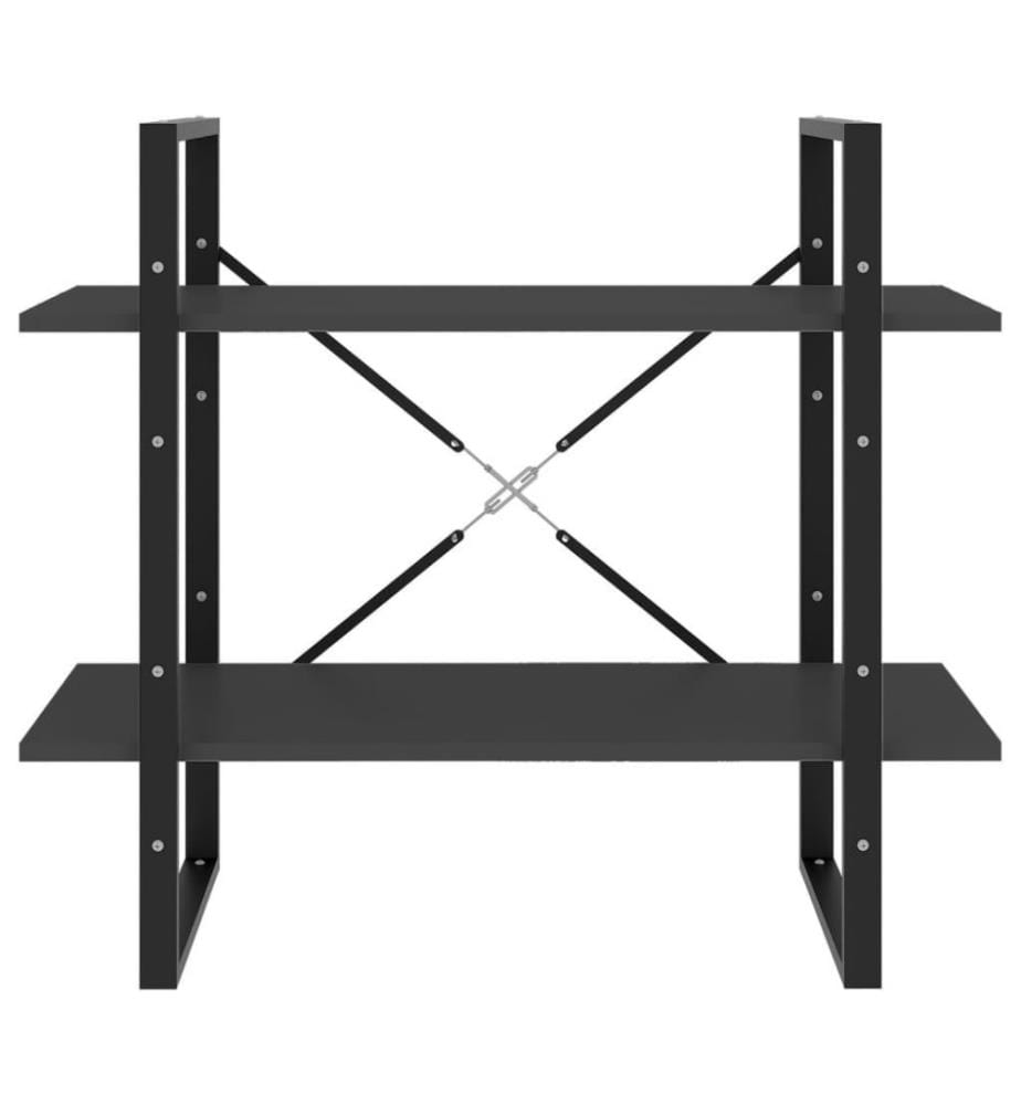 Bücherregal 2 Fächer Grau 80x30x70 cm Holzwerkstoff