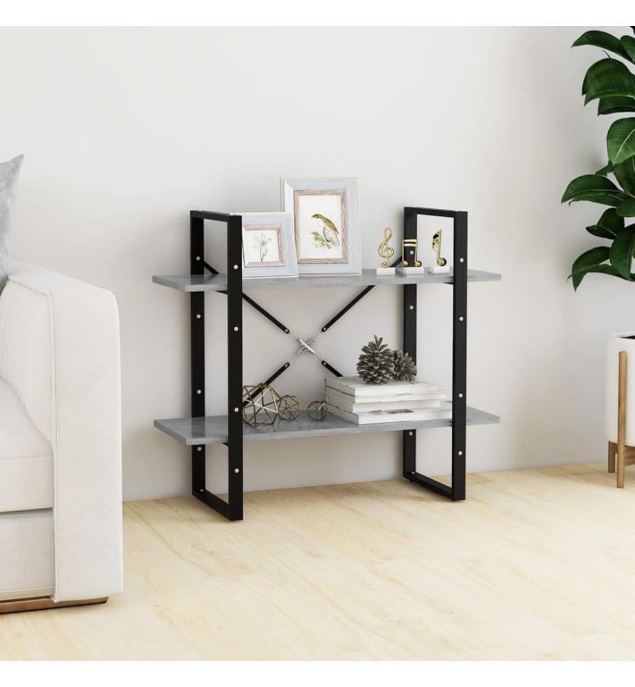 Bücherregal 2 Fächer Betongrau 80x30x70 cm Holzwerkstoff