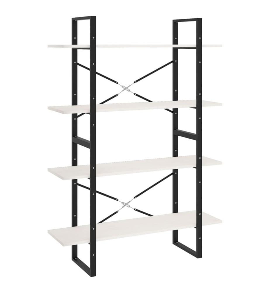 Bibliothèque à 4 niveaux Blanc 100x30x140 cm Bois de pin massif