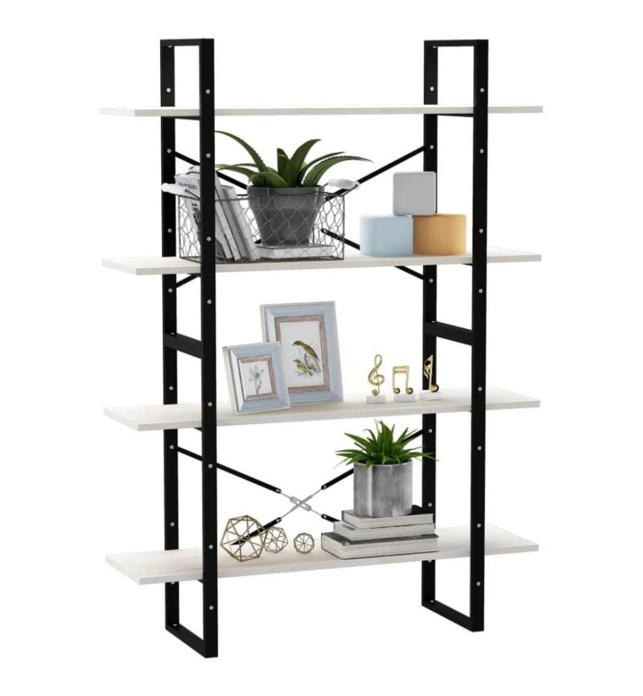 Bibliothèque à 4 niveaux Blanc 100x30x140 cm Bois de pin massif