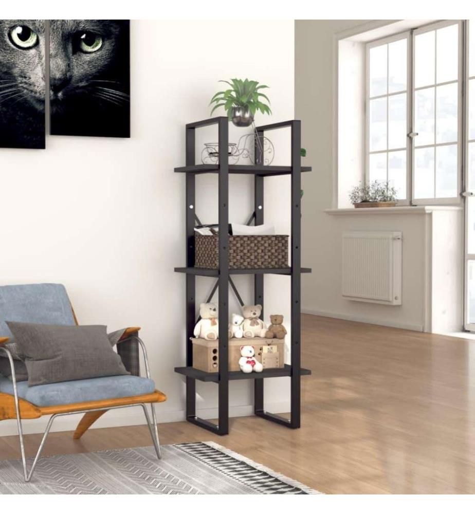 Bücherregal 3 Fächer Grau 40x30x105 cm Holzwerkstoff