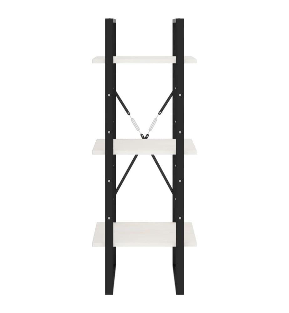 Bibliothèque à 3 niveaux Blanc 40x30x105 cm Bois de pin massif