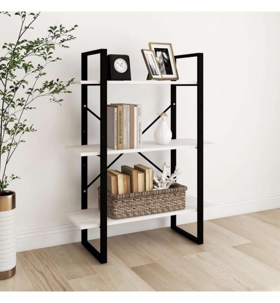 Bibliothèque à 3 niveaux Blanc 80x30x105 cm Bois de pin massif