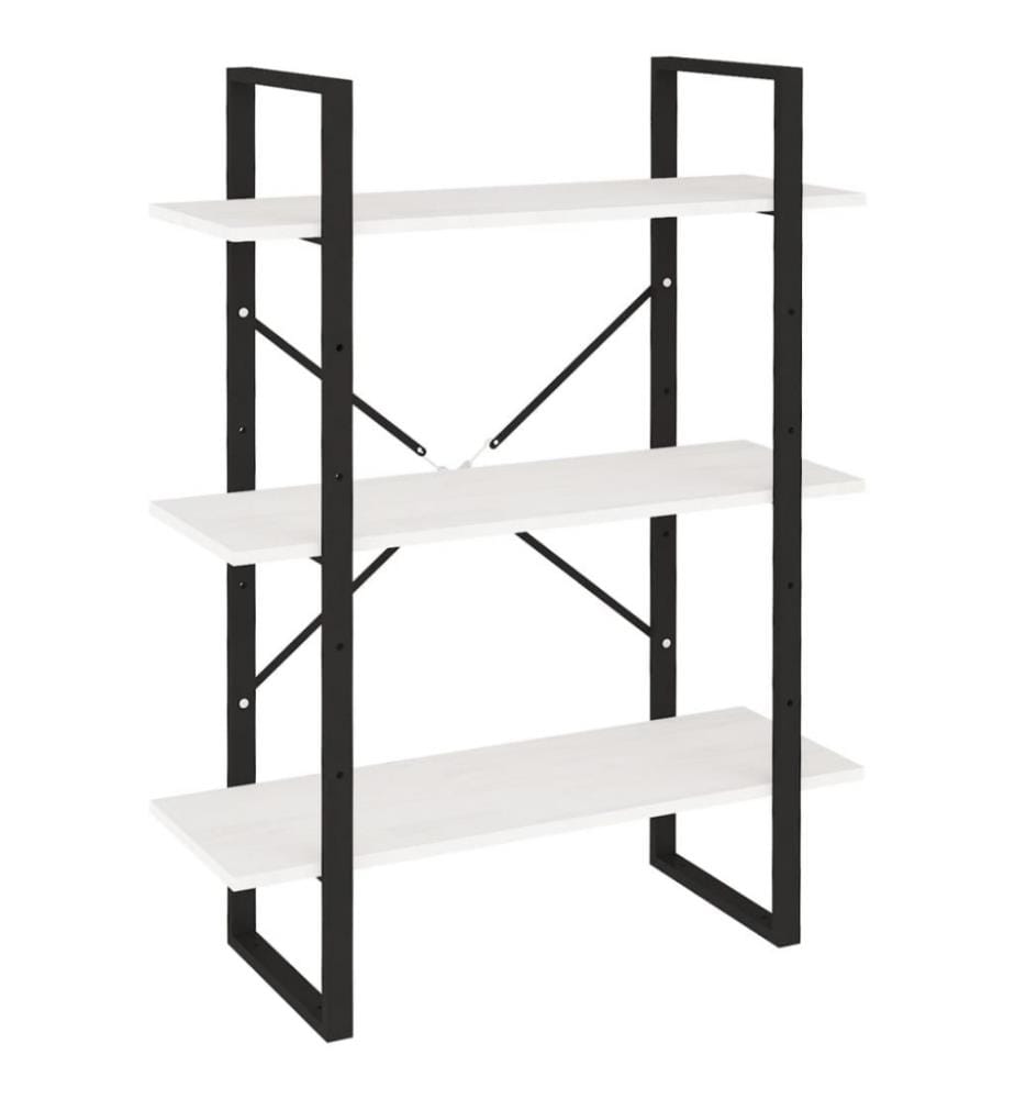 Bibliothèque à 3 niveaux Blanc 80x30x105 cm Bois de pin massif