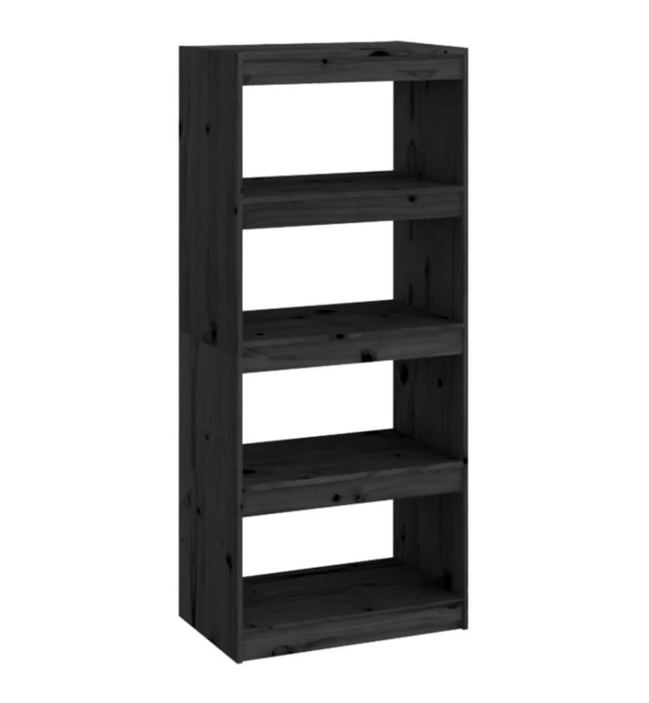 Bücherregal Raumteiler Schwarz 60x30x135,5 cm Massivholz Kiefer