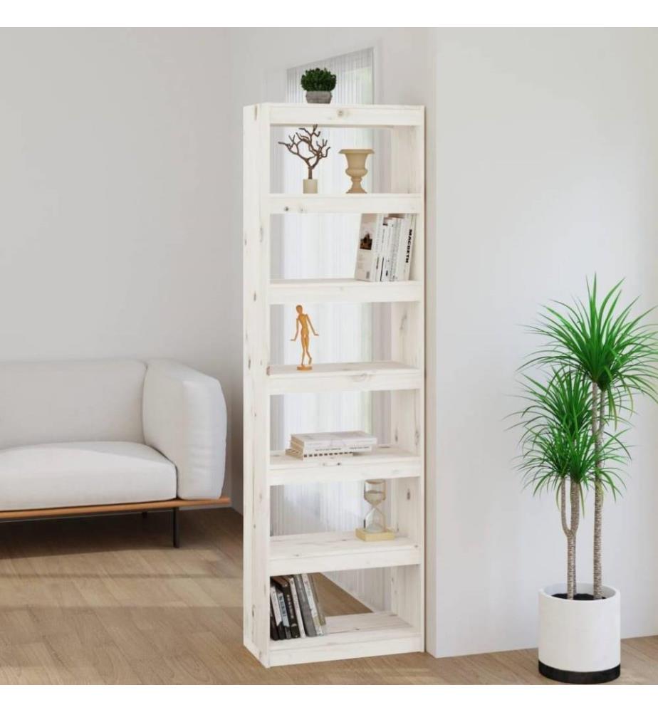 Bücherregal/Raumteiler Weiss 60x30x199,5 cm Massivholz Kiefer