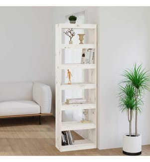 Bücherregal/Raumteiler Weiss 60x30x199,5 cm Massivholz Kiefer