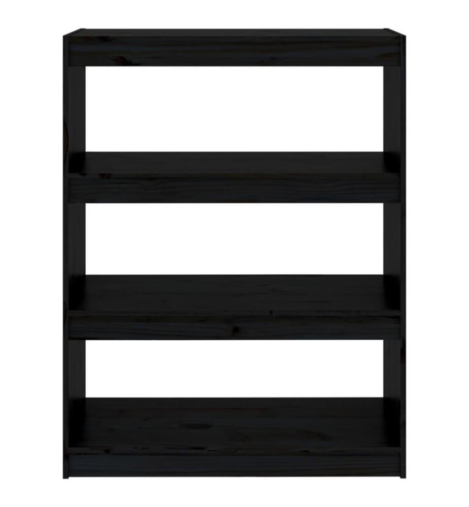 Bibliothèque/Séparateur de pièce Noir 80x30x103,5 cm Pin solide