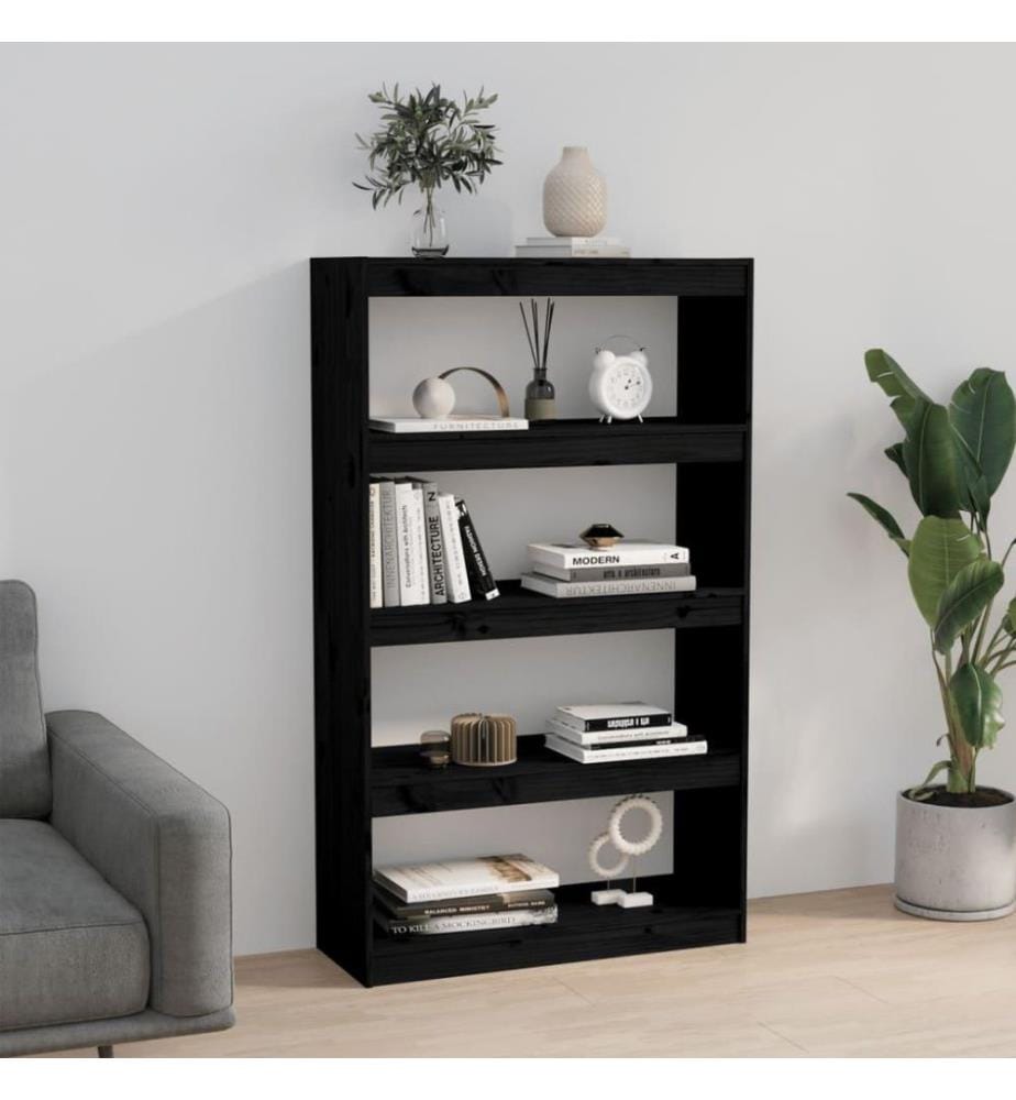 Bücherregal Raumteiler Schwarz 80x30x135,5 cm Massivholz Kiefer