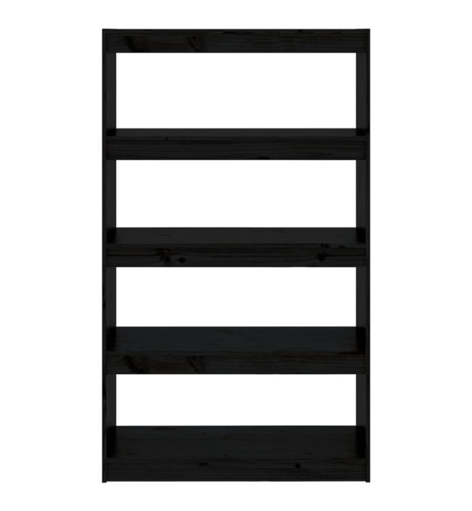 Bücherregal Raumteiler Schwarz 80x30x135,5 cm Massivholz Kiefer