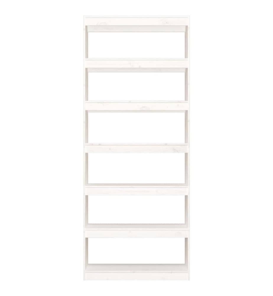 Bücherregal/Raumteiler Weiss 80x30x199,5 cm Massivholz Kiefer