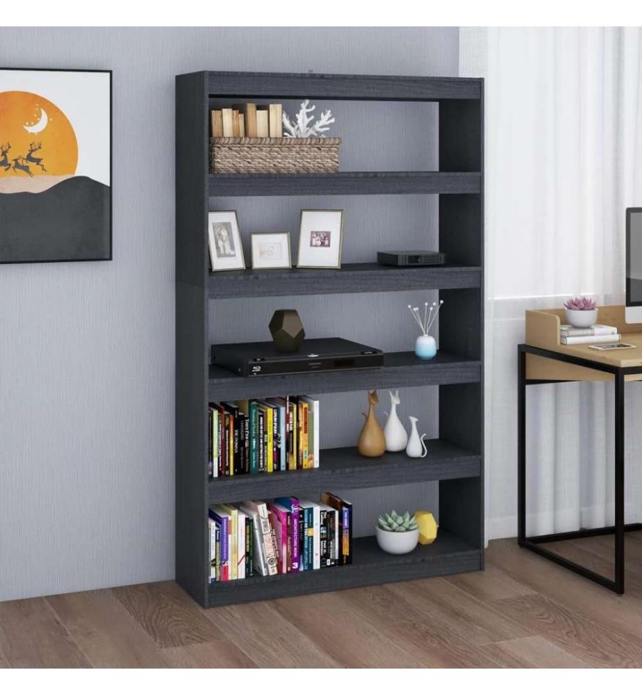 Bücherregal/Raumteiler Grau 100x30x167,5 cm Massivholz Kiefer