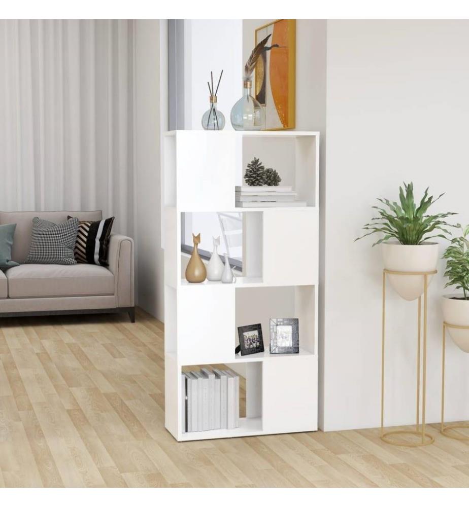 Bücherregal Raumteiler Weiss 60x24x124,5cm Holzwerkstoff