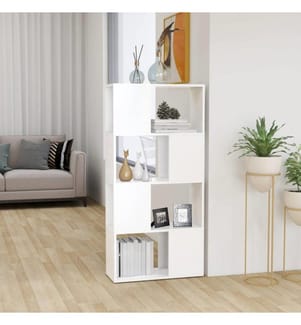 Bücherregal Raumteiler Weiss 60x24x124,5cm Holzwerkstoff