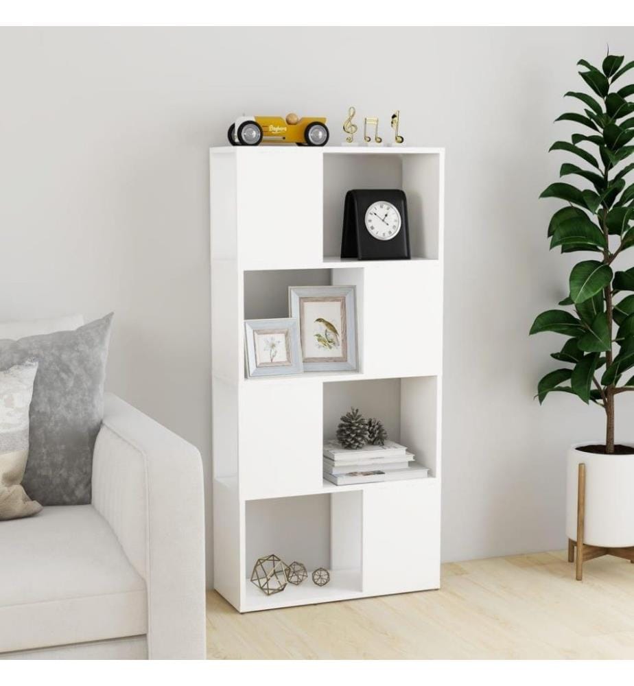 Bücherregal Raumteiler Weiss 60x24x124,5cm Holzwerkstoff