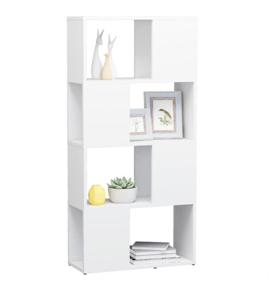 Bücherregal Raumteiler Weiss 60x24x124,5cm Holzwerkstoff