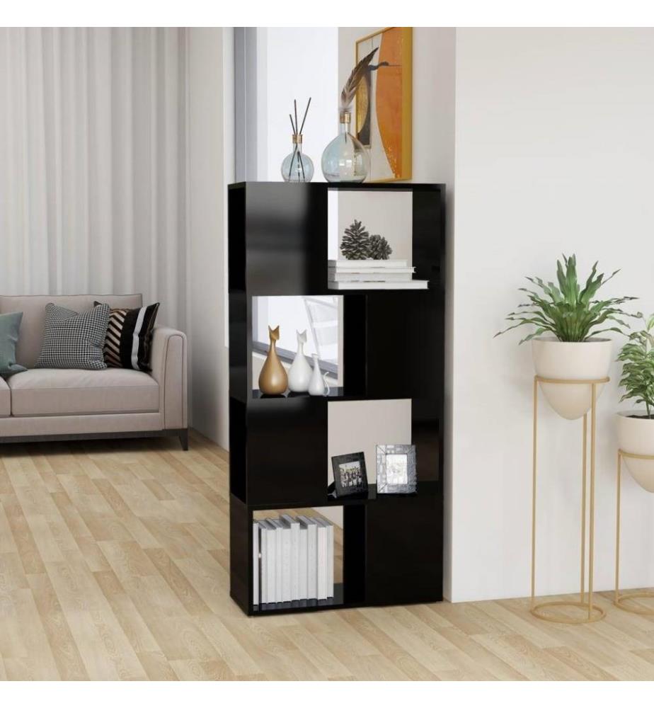 Bücherregal Raumteiler Hochglanz-Schwarz 60x24x124,5 cm