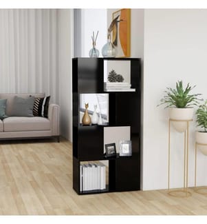 Bücherregal Raumteiler Hochglanz-Schwarz 60x24x124,5 cm