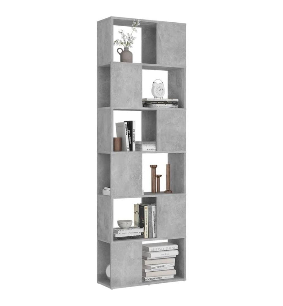 Bibliothèque/Séparateur de pièce Gris béton 60x24x186 cm
