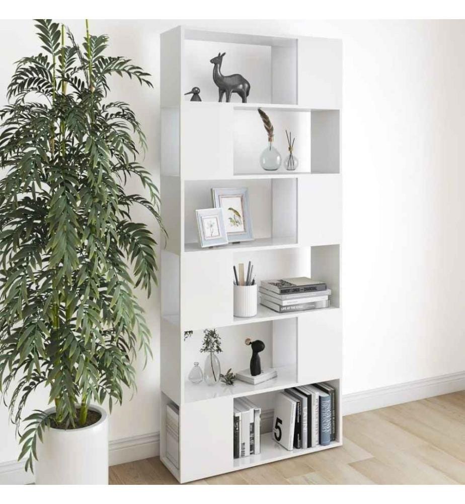 Bücherregal Raumteiler Weiss 80x24x186 cm Holzwerkstoff