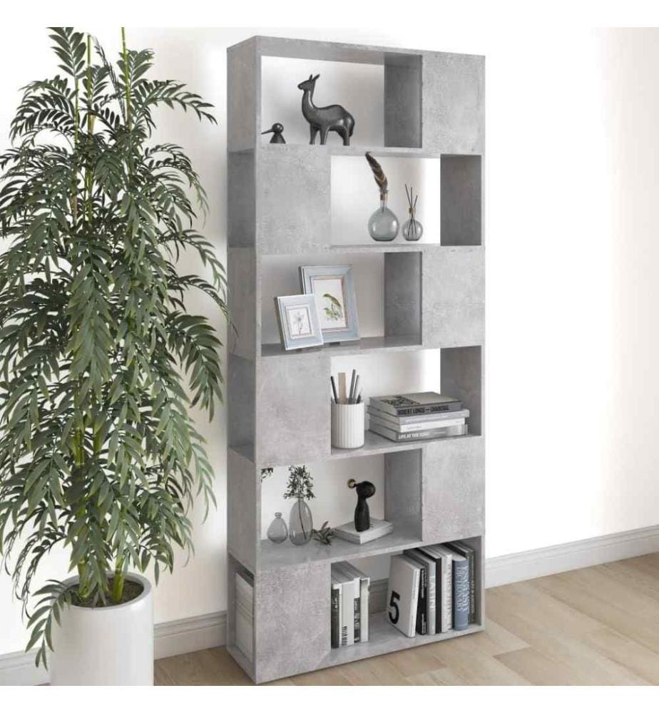 Bücherregal Raumteiler Betongrau 80x24x186 cm Holzwerkstoff