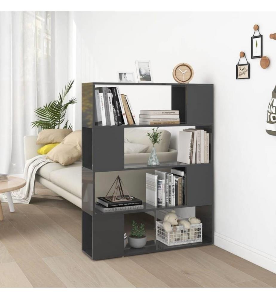 Bücherregal Raumteiler Hochglanz-Grau 100x24x124 cm
