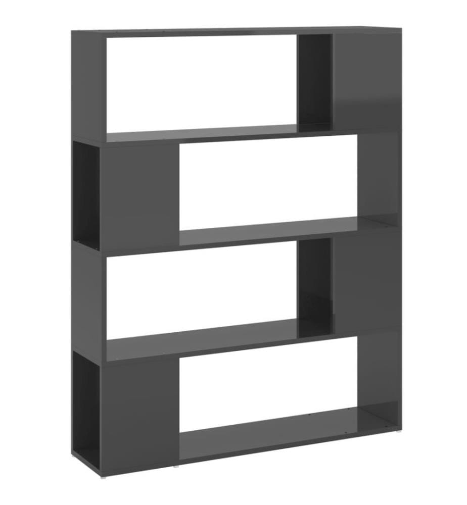 Bücherregal Raumteiler Hochglanz-Grau 100x24x124 cm