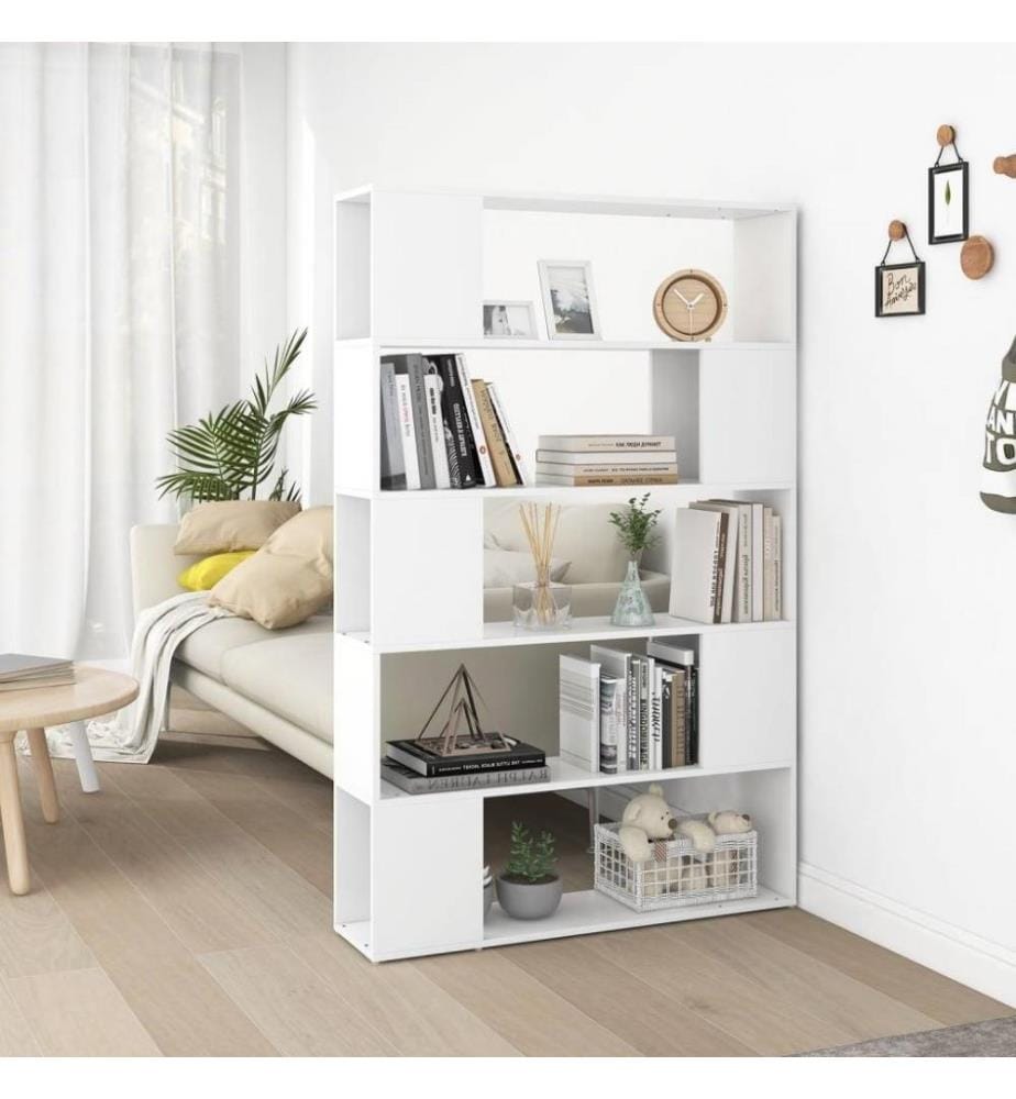 Bücherregal Raumteiler Weiss 100x24x155 cm Holzwerkstoff