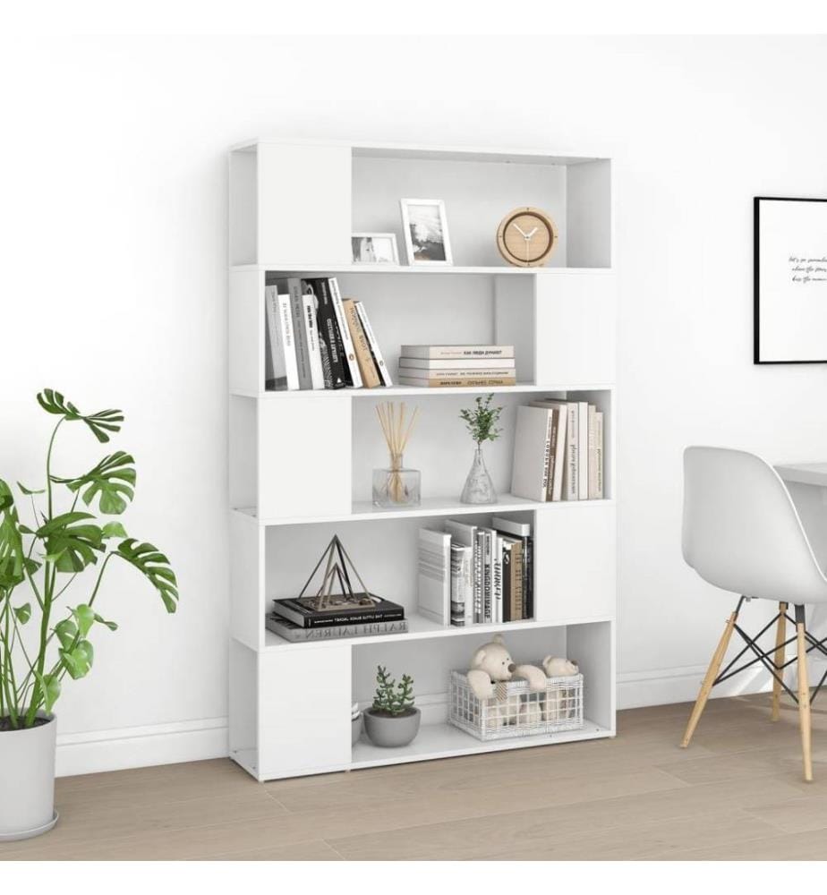 Bücherregal Raumteiler Weiss 100x24x155 cm Holzwerkstoff