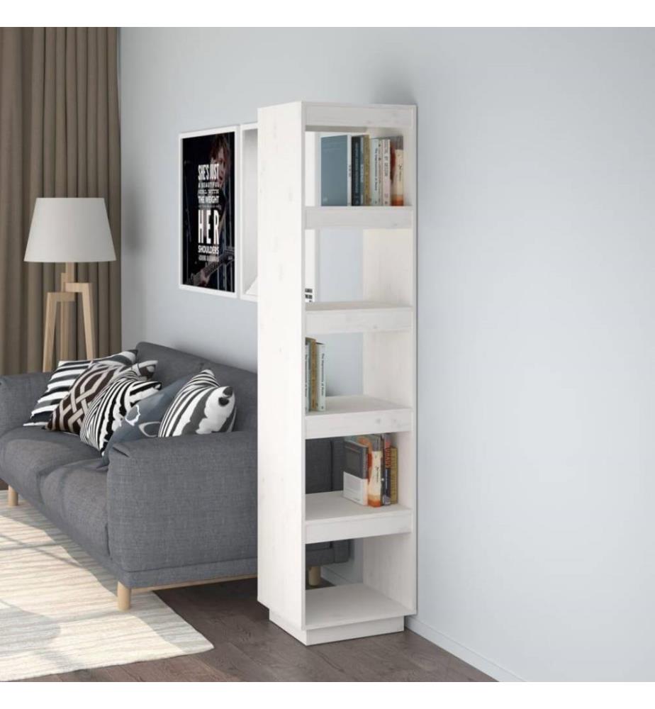 Bücherregal/Raumteiler Weiss 40x35x167 cm Massivholz Kiefer