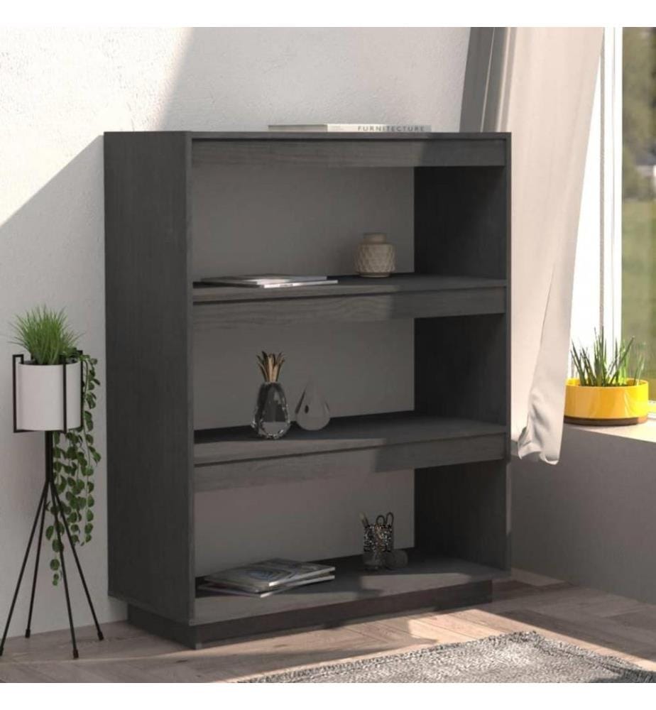Bibliothèque/Séparateur de pièce Gris 80x35x103 cm Pin massif