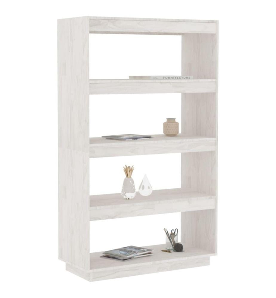 Bücherregal/Raumteiler Weiss 80x35x135 cm Massivholz Kiefer