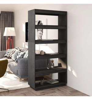 Bibliothèque/Séparateur de pièce Gris 80x35x167 cm Pin massif
