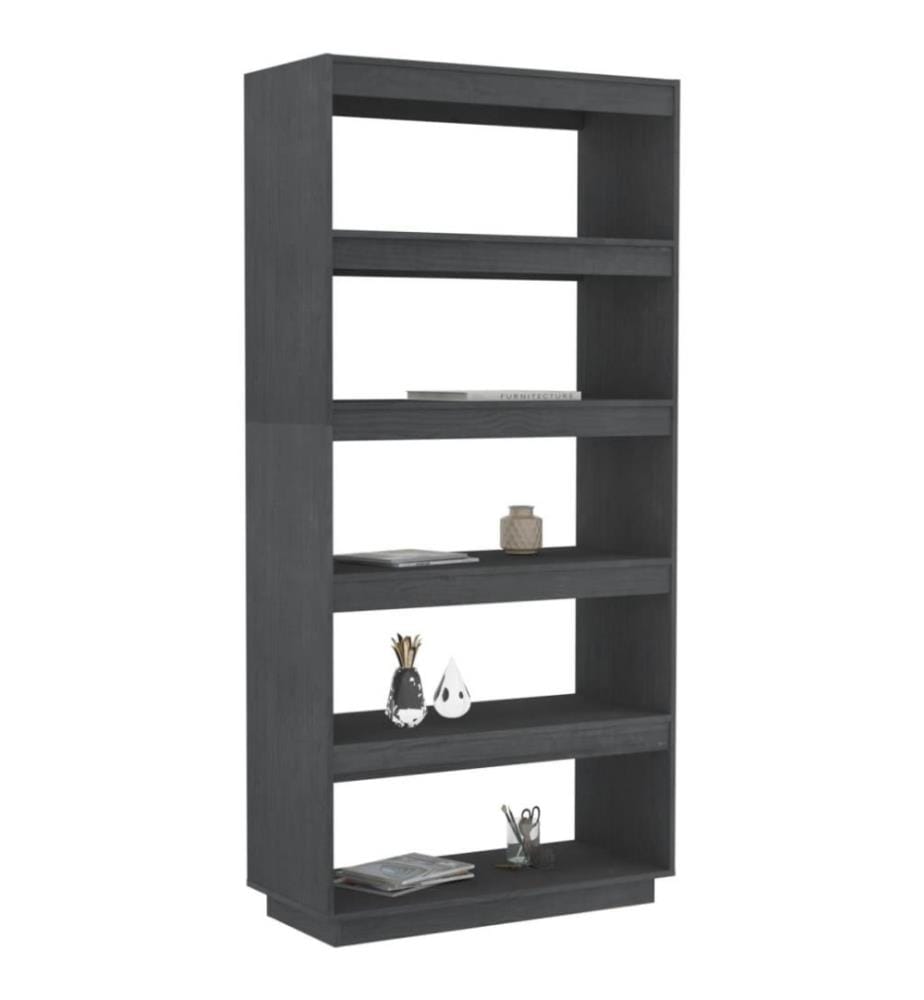Bibliothèque/Séparateur de pièce Gris 80x35x167 cm Pin massif