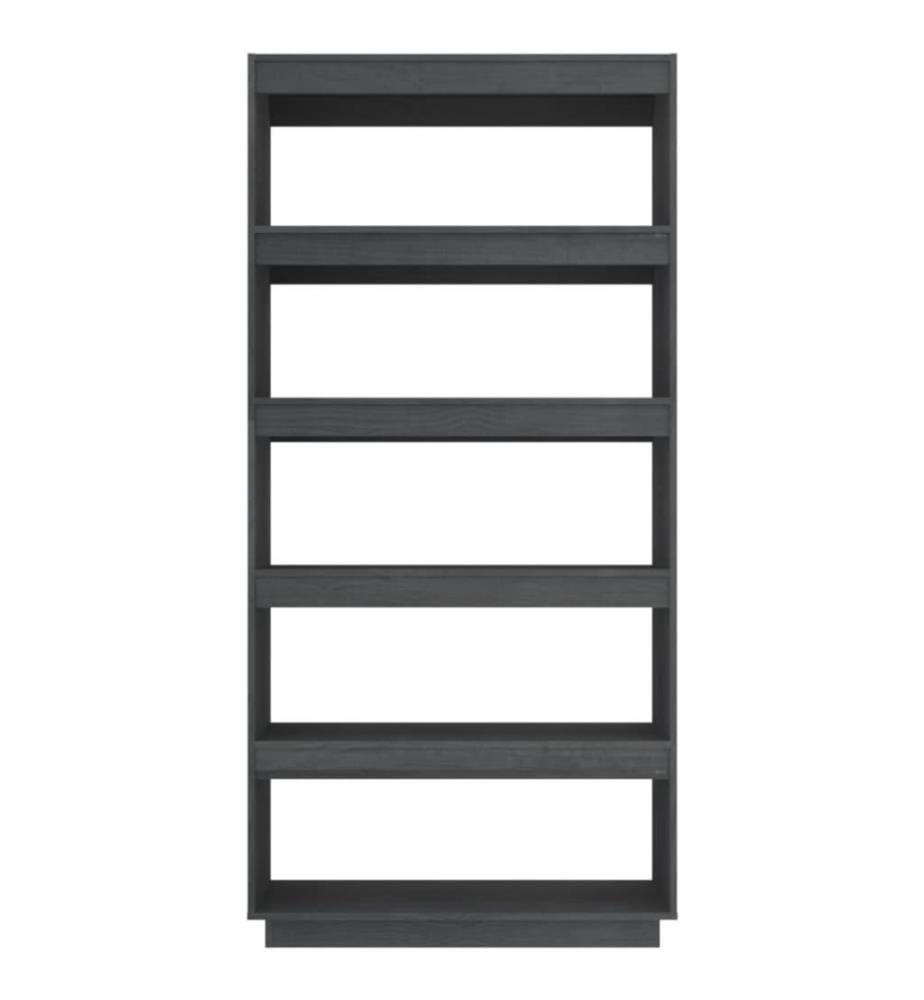 Bibliothèque/Séparateur de pièce Gris 80x35x167 cm Pin massif
