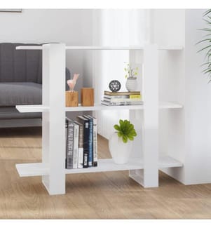 Bücherregal/Raumteiler Hochglanz-Weiss 100x30x87 cm