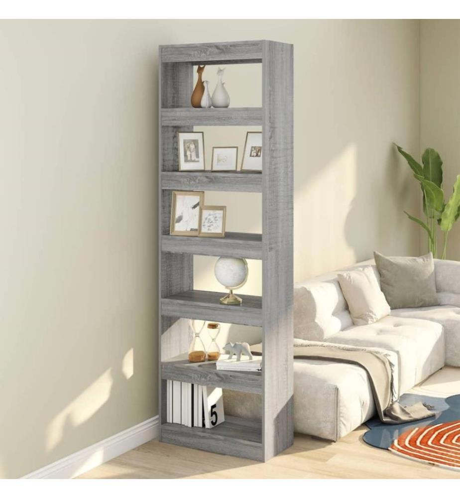 Bücherregal/Raumteiler Grau Sonoma 60x30x198 cm