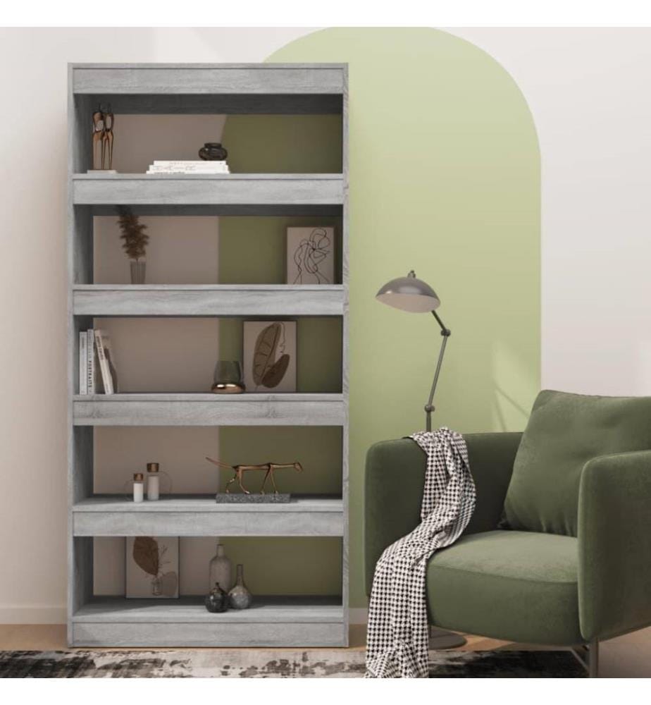 Bibliothèque/Séparateur de pièce Sonoma gris 80x30x166 cm