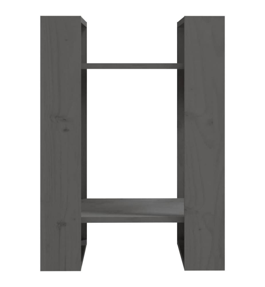 Bibliothèque/Séparateur de pièce Gris 41x35x57 cm Pin solide