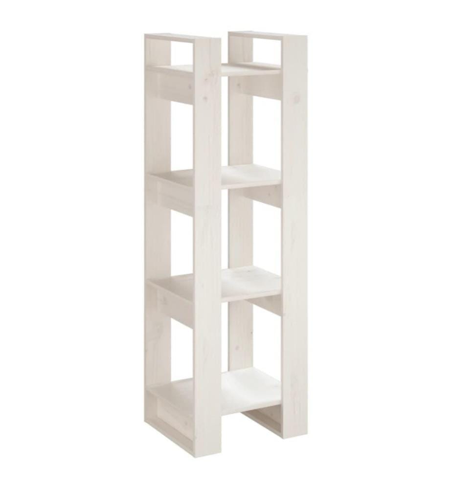 Bibliothèque/Séparateur de pièce Blanc 41x35x125 cm Pin solide