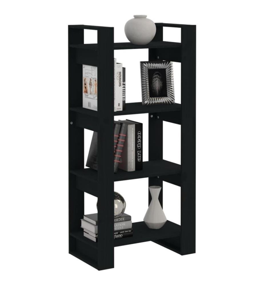 Bücherregal/Raumteiler Schwarz 60x35x125 cm Massivholz
