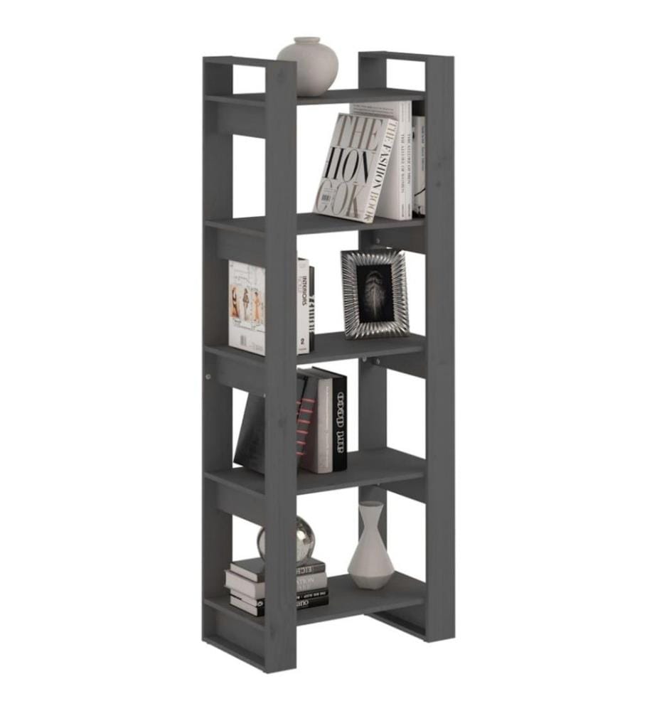 Bibliothèque/Séparateur de pièce Gris 60x35x160 cm Bois massif