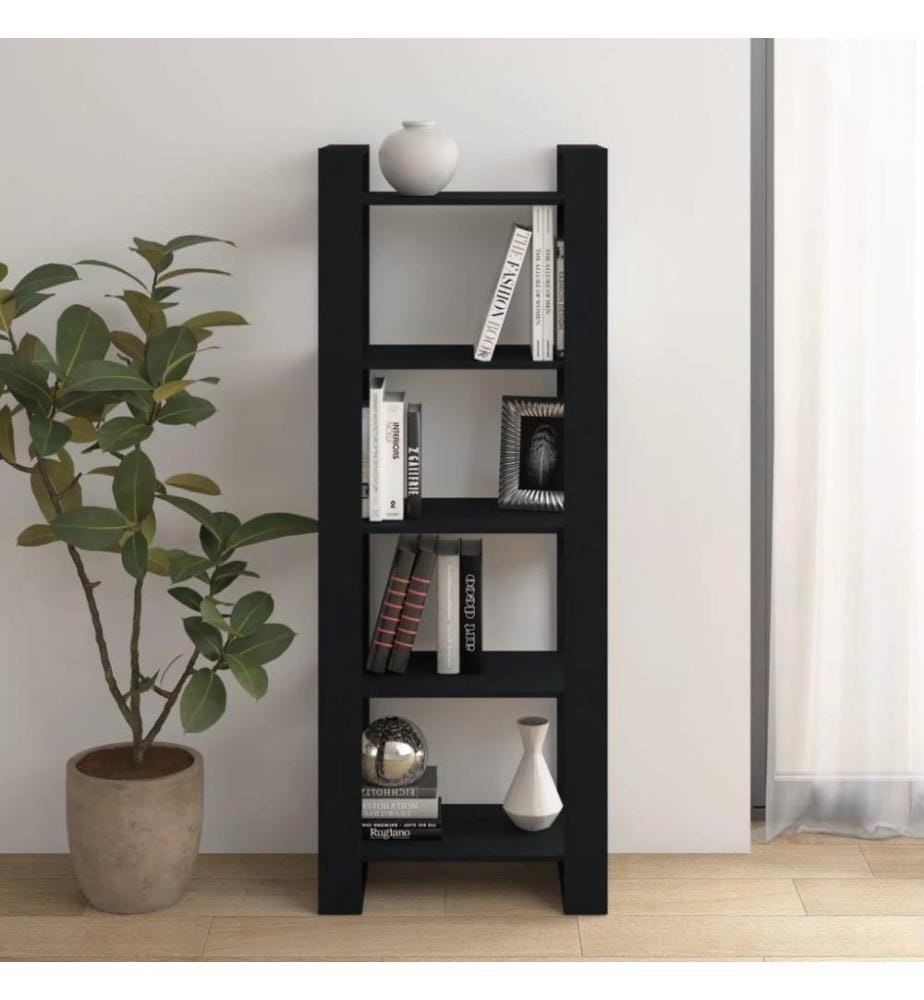 Bücherregal/Raumteiler Schwarz 60x35x160 cm Massivholz