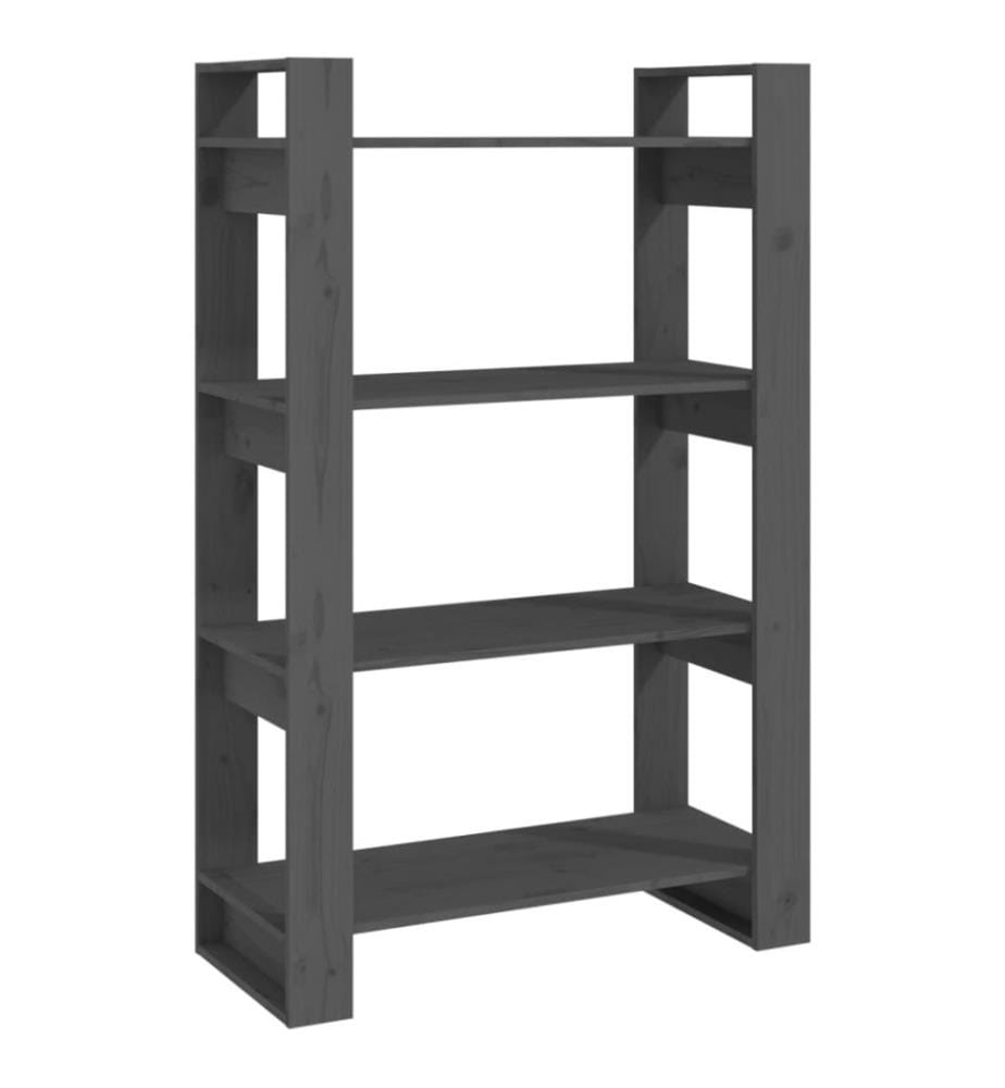 Bibliothèque/Séparateur de pièce Gris 80x35x125 cm Pin solide