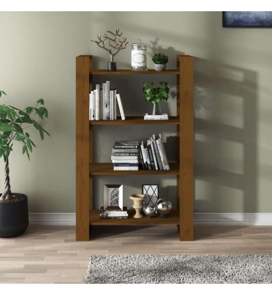 Bibliothèque/Cloison Marron miel 80x35x125 cm Bois massif