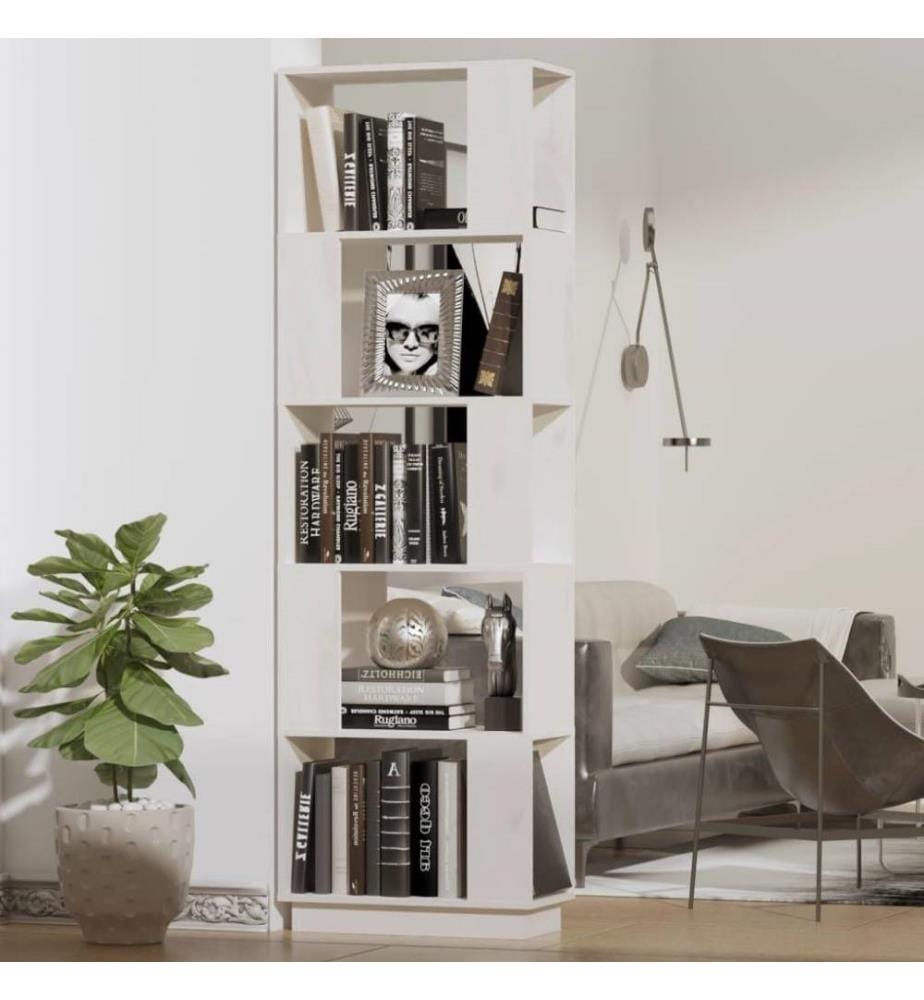 Bibliothèque/Séparateur de pièce Blanc 51x25x163,5cm Pin solide