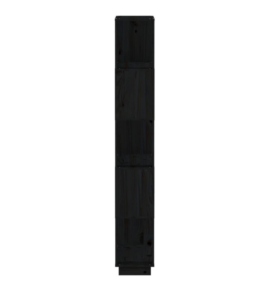 Bibliothèque/Séparateur de pièce Noir 80x25x163,5 cm Pin solide